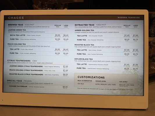 Menu photo 1 Chagee Modern Teahouse Brea, CA