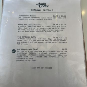 Ayala Coffee - Seasonal specials - Cafes Near Me - Union, New Jersey