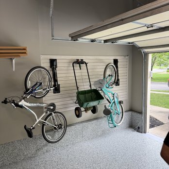 Hello Garage - Slatwall bike storage. - Flooring Near Me Hello Garage - Slatwall bike storage. - Flooring Near Me