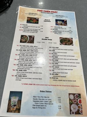 Menu photo 4 Pho Thien Phat Richmond, VA