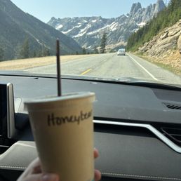 Iced honey bear latte
