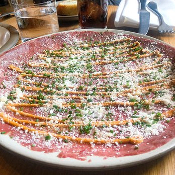 Tavernetta - The CARPACCIO ALLA CIPRIANI is made with Grass Fed Beef, Grana Padano and Espelette.The carpaccio is a must order here folks. It's unreal - Italian Near Me - Denver, Colorado