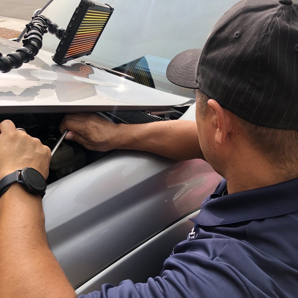 Dent Affect-Paintless Dent Repair - Ray taking a dent off my hood. - Mobile Dent Repair Near Me Dent Affect-Paintless Dent Repair - Ray taking a dent off my hood. - Mobile Dent Repair Near Me