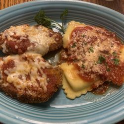 The Farm Restaurant and Pub - Chicken Parmesan with cheese ravioli