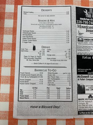 Menu photo 7 Speedy Lohr's BBQ Lexington, NC Menu photo 7 Speedy Lohr's BBQ Lexington, NC