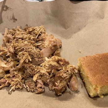 Mission BBQ - Half Pound of pulled chicken, roughly $8 with cornbread. - Barbeque Near Me - Alexandria, Virginia Mission BBQ - Half Pound of pulled chicken, roughly $8 with cornbread. - Barbeque Near Me - Alexandria, Virginia