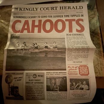 Cahoots Bar - News flash! The menu. - Bars Near Me - Soho, XGL