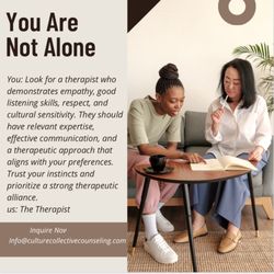 Culture Collective Counseling - You are not alone, we are here to support you on your therapeutic journey. Check our website www.culturecollectivecounseling.com.