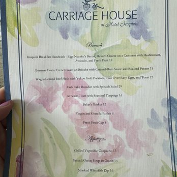 The Carriage House - Menu - New American Near Me - Mackinac Island, Michigan