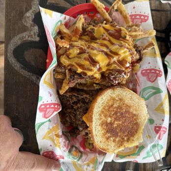El Vago Burger & BBQ - The Frumunder burger(two beef patties plus chopped brisket and two kinds of gooey melted cheese) and the brisket cheese fries!  MMMMMMMM‼ - Barbeque Near Me - Corpus Christi, Texas
