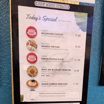 Jackie's Diner - 8-20-2025 Daily specials - Hawaiian Near Me - Aiea, Hawaii