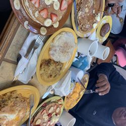 Sharky's Eatery - Buttermilk pancakes huevos rancheros hash browns coffee