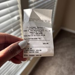 Escape Nails & Spa - $20 for gel polish + $14 for soak off is $34 not $50. It didn't help that my nail tech couldn't explain the pricing. The receipt said custom