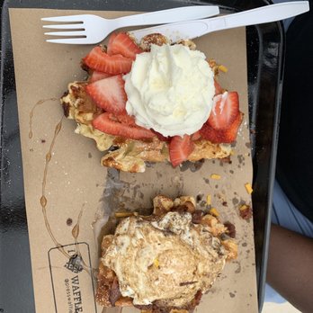 Press Waffle Co. - The American and build your own with strawberries and cream - Waffles Near Me - Oklahoma city, Oklahoma Press Waffle Co. - The American and build your own with strawberries and cream - Waffles Near Me - Oklahoma city, Oklahoma