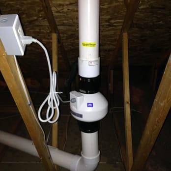 Environmental Home Solutions, LLC - Radon fan and exhaust pipe installed in attic. - Environmental Testing Near Me - Powell, Ohio Environmental Home Solutions, LLC - Radon fan and exhaust pipe installed in attic. - Environmental Testing Near Me - Powell, Ohio