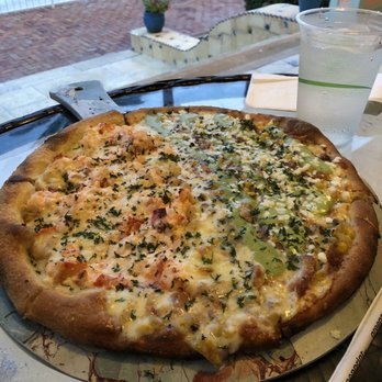 Seaside Cafe - 1/2 lobster and 1/2 street corn pizza. - Pizza Near Me - Key West, Florida Seaside Cafe - 1/2 lobster and 1/2 street corn pizza. - Pizza Near Me - Key West, Florida
