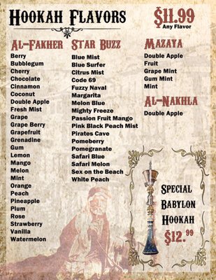 Menu photo 2 Westport Hookah Lounge Kansas City, MO