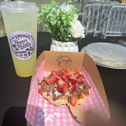Berry Nutty Waffle and Passion Fruit Lemonade. Delicious!