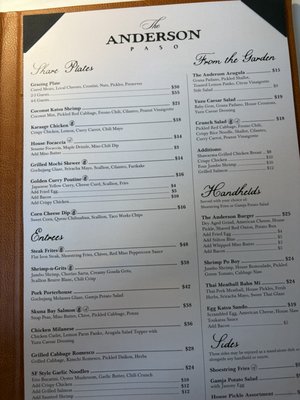 Menu photo 2 The Anderson Paso Paso Robles, CA Menu photo 2 The Anderson Paso Paso Robles, CA