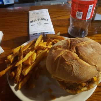 Hell's Grill - Gainsburger with fries... Gator meat on this bad boy! - Italian Near Me - Schenectady, New York Hell's Grill - Gainsburger with fries... Gator meat on this bad boy! - Italian Near Me - Schenectady, New York