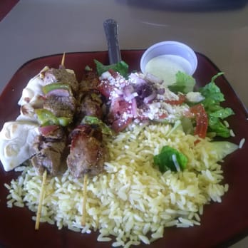 Larry's Santorini - Beef skewer plate - Greek Near Me - Poway, California Larry's Santorini - Beef skewer plate - Greek Near Me - Poway, California