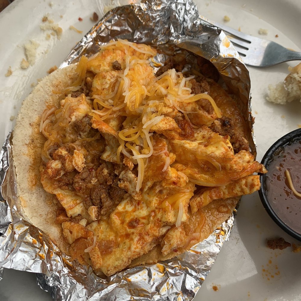 Cenote - Breakfast taco (scrambled eggs, chorizo, cheese, corn tortilla) - Coffee & Tea Near Me - Austin, Texas Cenote - Breakfast taco (scrambled eggs, chorizo, cheese, corn tortilla) - Coffee & Tea Near Me - Austin, Texas
