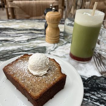 Great White - banana bread and strawberry matcha - New American Near Me - Los Angeles, California