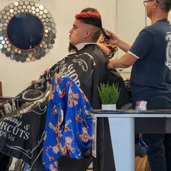 Walker Barbers - Son getting g his cut for second prom