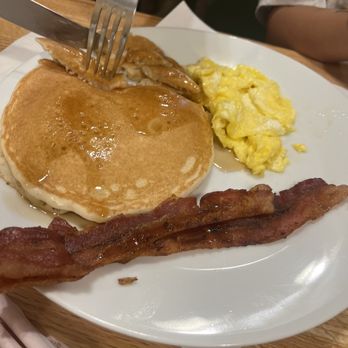 Bay Leaf Cafe - Kids pancakes with scrambled eggs and bacon $14 - Breakfast & Brunch Near Me - Concord, California