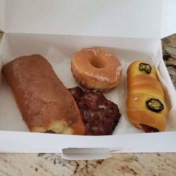 Cajun Donuts - Maple donut, apple fritter, glazed donut and jalapeno cheddar kolache - Donuts Near Me - Wylie, Texas