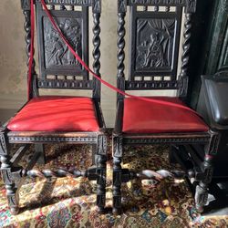 Sherman House Museum - Shakespeare inspired carved chairs. Sherman loved the theater