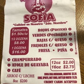 Tamales Sofia - Menu - Mexican Near Me - Chicago, Illinois