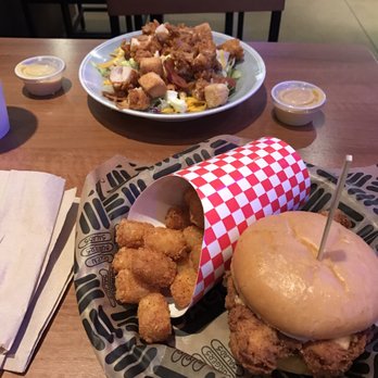 Jaggers - Tots, salad, and crispy chicken sandwich - Burgers Near Me - Noblesville, Indiana Jaggers - Tots, salad, and crispy chicken sandwich - Burgers Near Me - Noblesville, Indiana