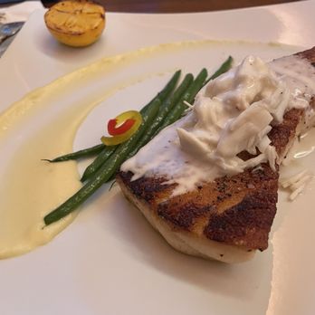 Prime & Pearl - Sea bass topped with lump crab - New American Near Me - Gainesville, Florida Prime & Pearl - Sea bass topped with lump crab - New American Near Me - Gainesville, Florida