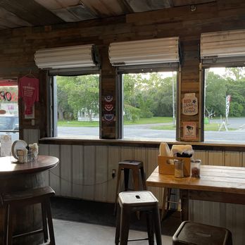 Eastpoint Beer Company  - View of road and front door from inside - Breweries Near Me - Eastpoint, Florida