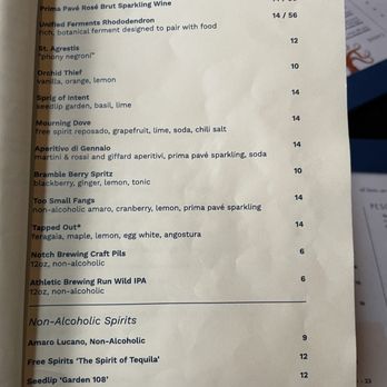 Bar Mezzana - Non alcoholic drink menu - Italian Near Me - Boston, Massachusetts
