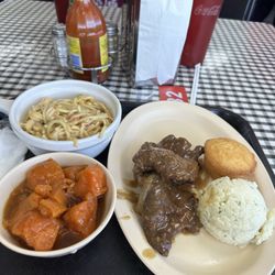 Grider Field Restaurant - Smothered Liver (Thursday's ONLY), Mash Potatoes MON-THUR, YAMS (everyday), Chicken Spaghetti, Cornbread.