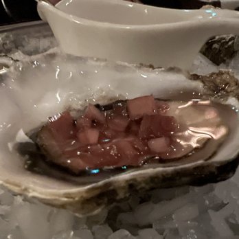 Van Speyk - Oyster with mini onion garlic sauce - Modern European Near Me - Amsterdam, New Hampshire Van Speyk - Oyster with mini onion garlic sauce - Modern European Near Me - Amsterdam, New Hampshire