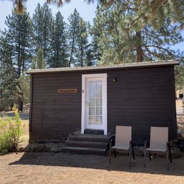 One of the cabins.  All cabins had chairs and/or a picnic table.