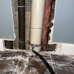 Router line ran straight through a sewage pipe.