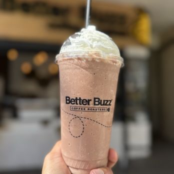 Better Buzz Coffee Fashion Valley - Ice blended mocha w fresh strawberries - Coffee & Tea Near Me - San Diego, California Better Buzz Coffee Fashion Valley - Ice blended mocha w fresh strawberries - Coffee & Tea Near Me - San Diego, California