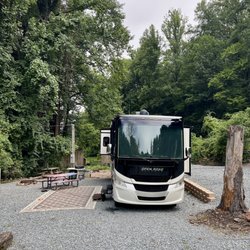 Kirkland Creek Campground & Cabins - This was our site - 36ft Class A - plenty of room for the RV, our patio area and the awning.