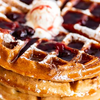 First Watch - a stack of waffles with syrup and ice cream - Breakfast & Brunch Near Me - Bowie, Maryland