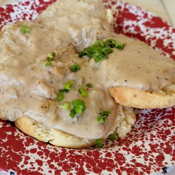 The Rooster - DELICIOUS: Jalepeño Biscuit with Sausage & Gravy - American Near Me - Naples, Florida