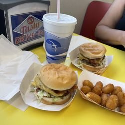 Jj's Tasty Drive In - Bacon cheeseburgers with cheddar crisps.