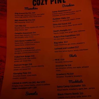 Cozy Pine - Menu - Speakeasies Near Me - Irvine, California