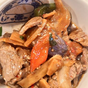 Sweet Rice - Egg Plant Stir Fry with beef - Laotian Near Me - Auburn, Washington Sweet Rice - Egg Plant Stir Fry with beef - Laotian Near Me - Auburn, Washington