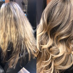 Platinum Company - Before and after balayage and olaplex