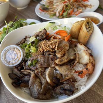 Pho Basil - Bun tom thit nuong cha Gio (vermicelli with charbroiled pork, shrimp, and egg roll - Vietnamese Near Me - Elk Grove, California Pho Basil - Bun tom thit nuong cha Gio (vermicelli with charbroiled pork, shrimp, and egg roll - Vietnamese Near Me - Elk Grove, California