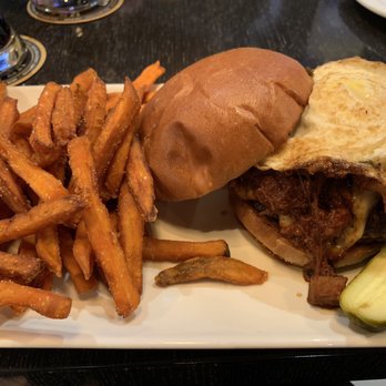 Patties & Pints - El Paso Burger with sweet potato fries - American Near Me - Valley Center, California Patties & Pints - El Paso Burger with sweet potato fries - American Near Me - Valley Center, California